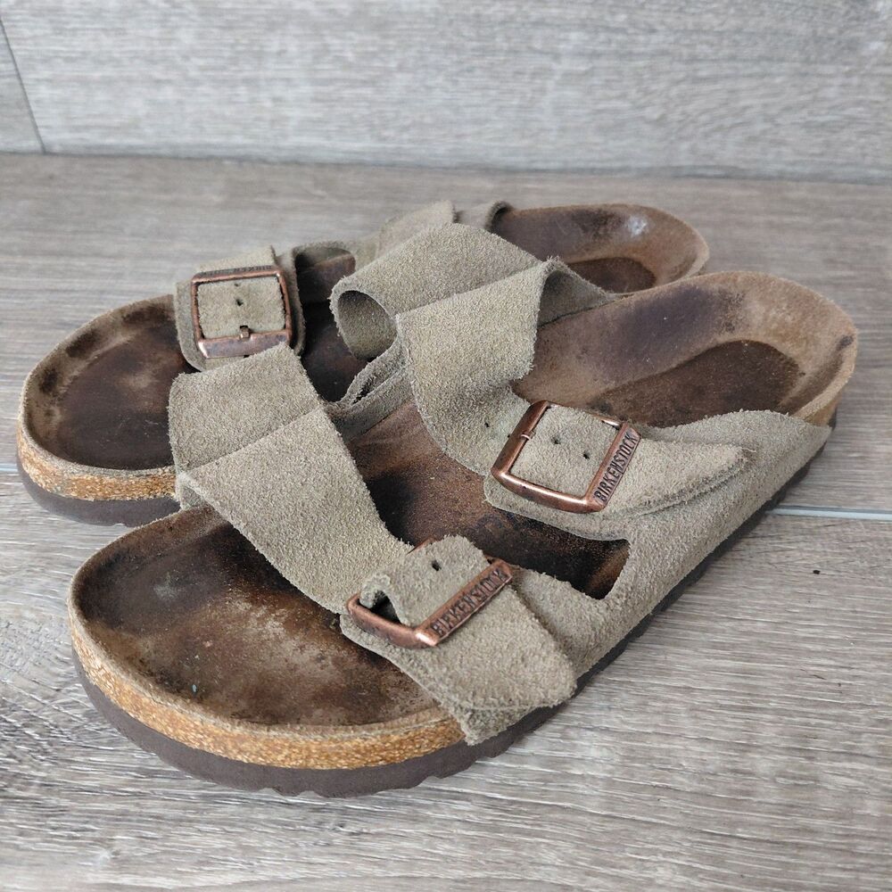 Birkenstock Arizona Sandals Women Size 35 US 4.5 Brown Suede Soft Footbed Slide - Picture 3 of 11